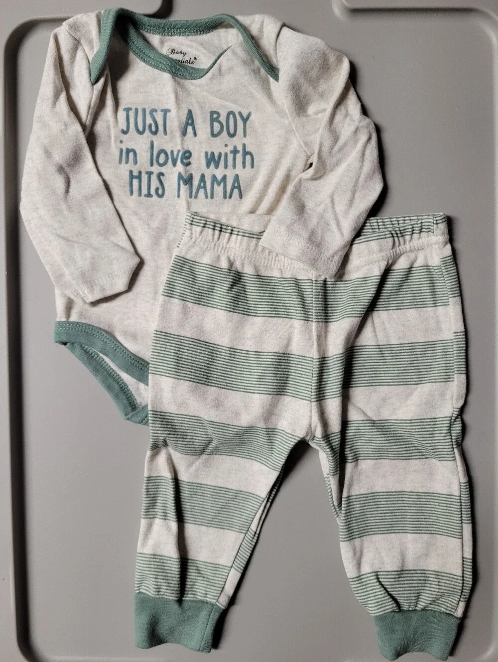 Gray And Green 6 Month Boy Outfit
